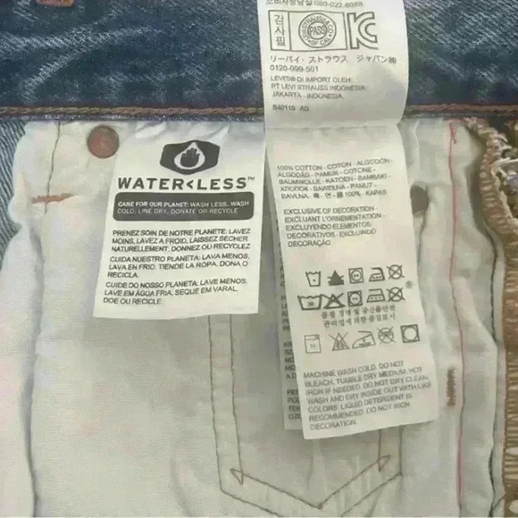 Levi's 501 High Rise Logo Stripe Sport Tape Shorts Jean Denim Shorts size 26 - Picture 9 of 13